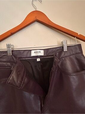 Agolde Leather Trousers in Plum